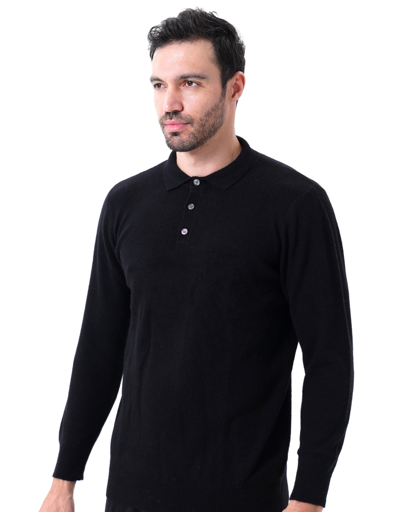 Foto da Polo Veneza da Pianizzo em cashmere com gola clássica e malha refinada