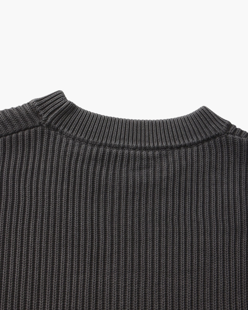 Rib Knit Crewneck fabric detail gray top Italian Design