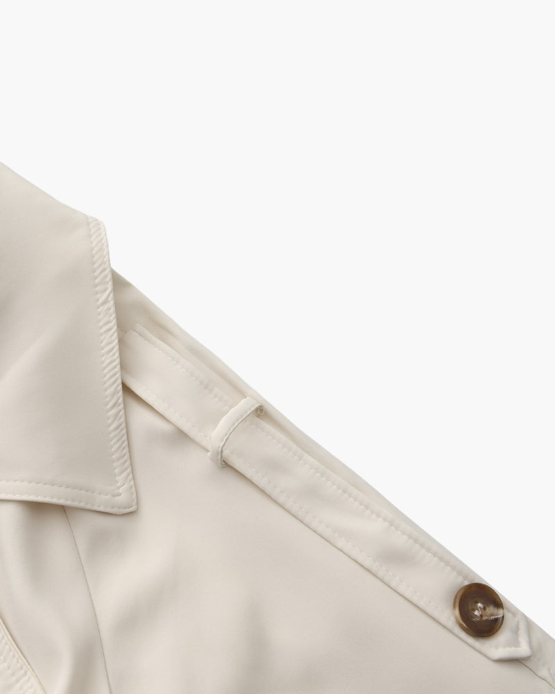Heritage Trench detail view beige outerwear Italian Design