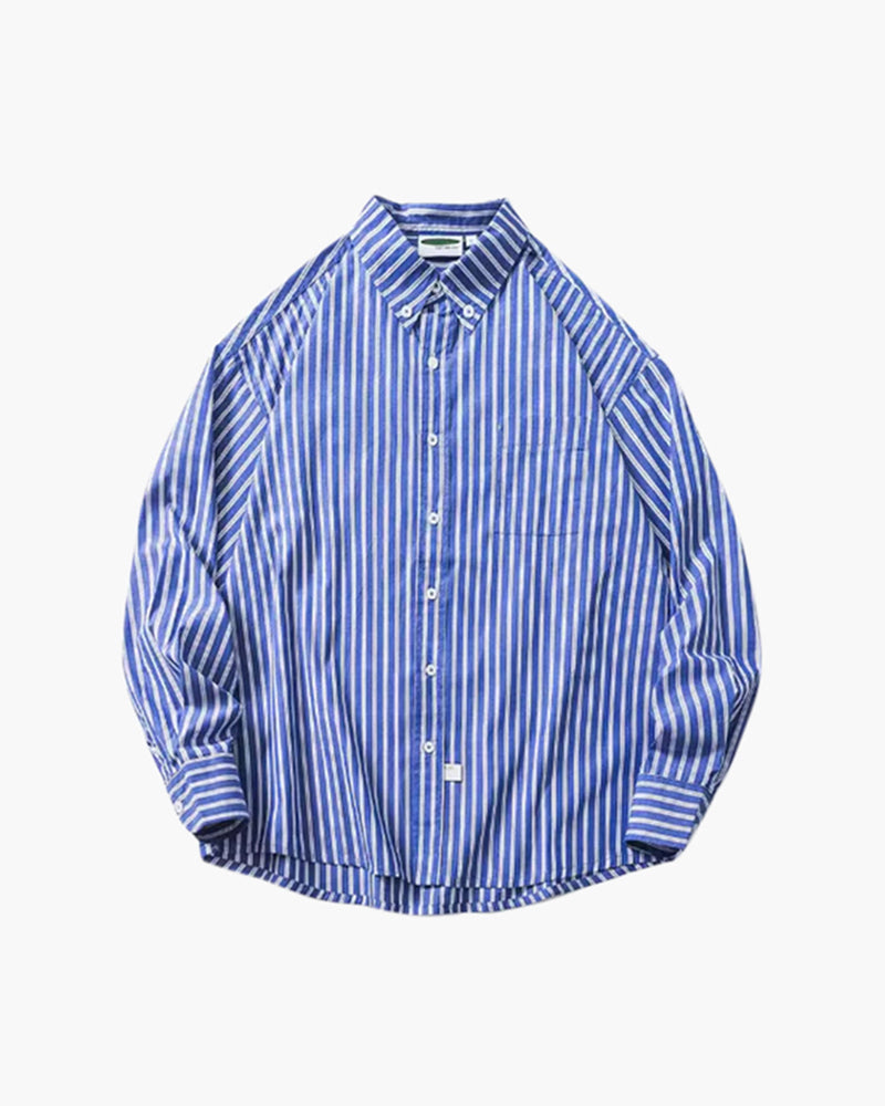 Oversized Striped Shirt back view blue shirt Italian Design