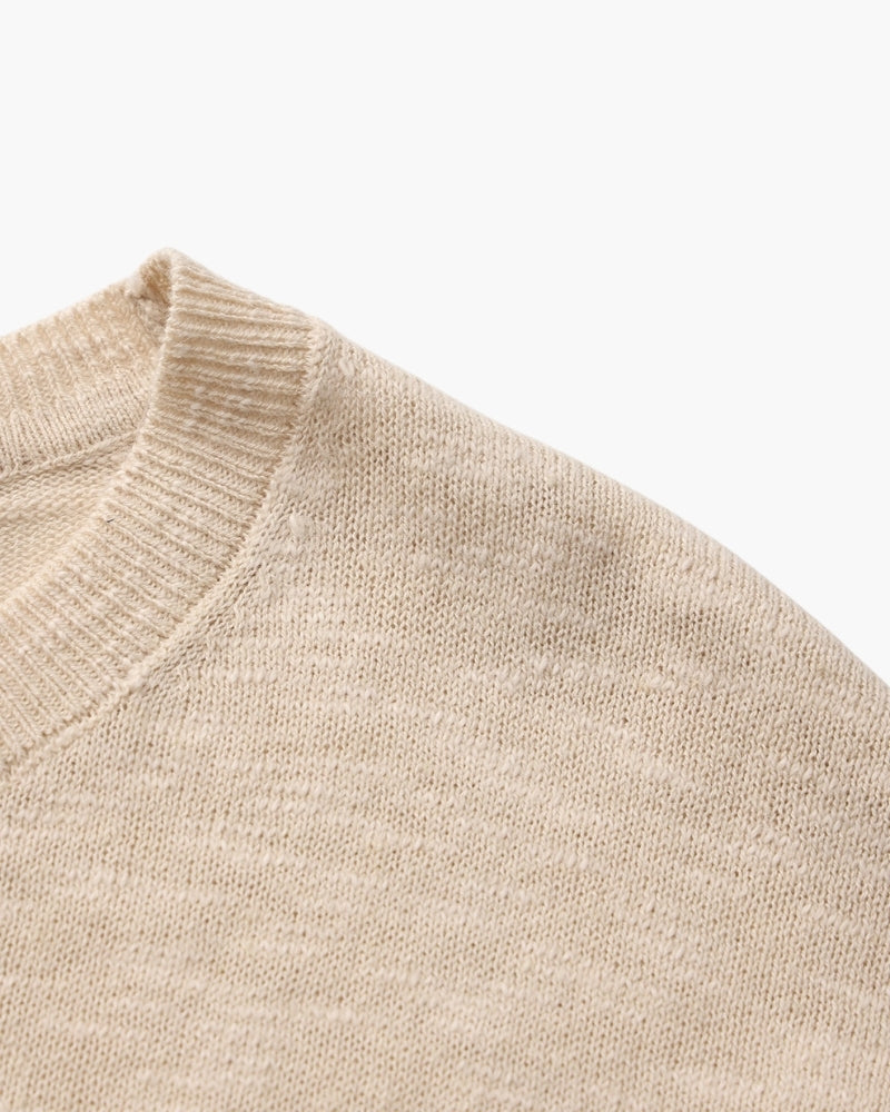 Linen Cotton Essential Crewneck product view brown linen-cotton Italian Design