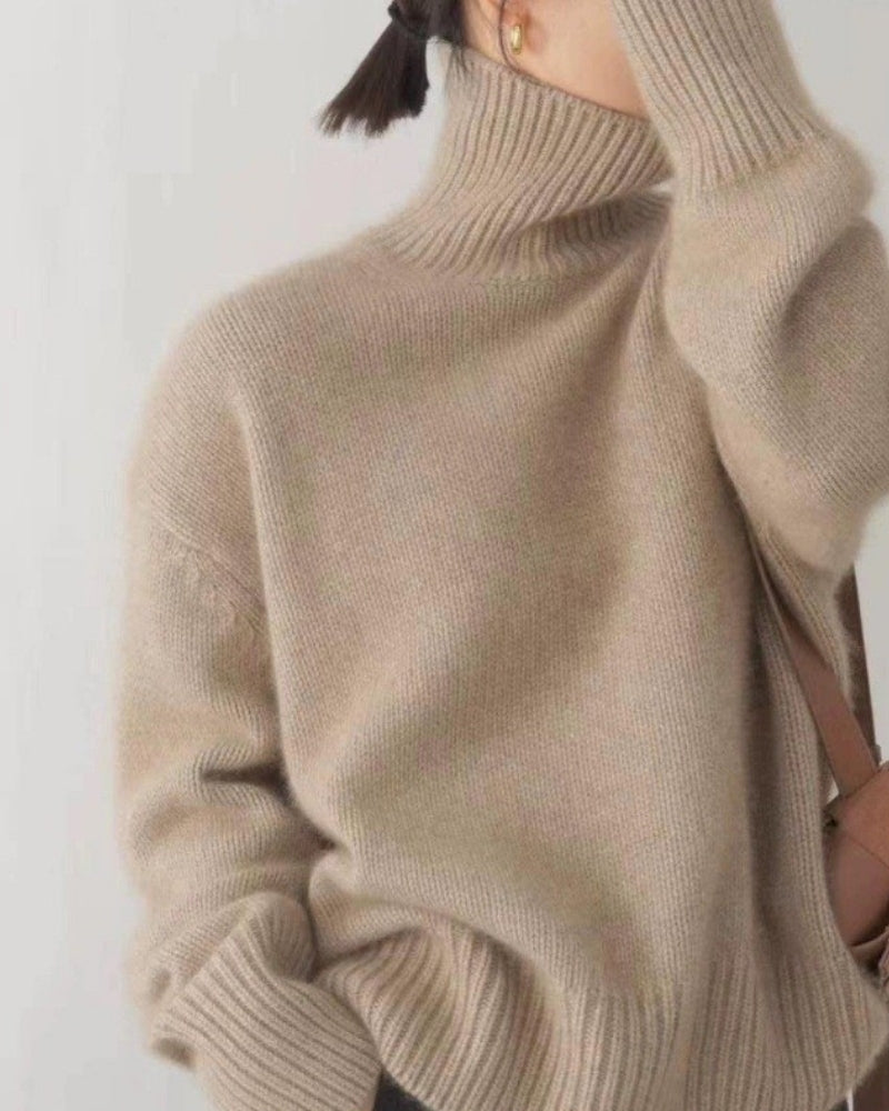 Heritage Knit Turtleneck detail view beige knitwear Italian Design