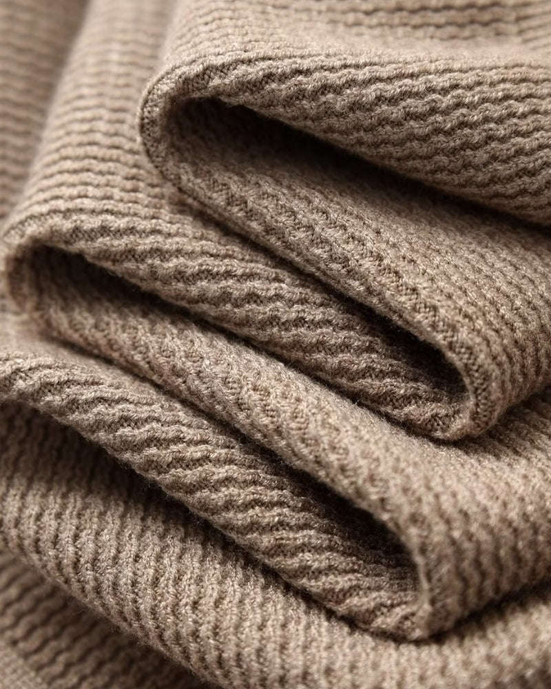 Textured Knit Polo Sweater product view gray knitwear Italian Design