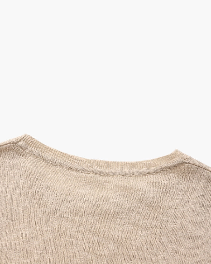 Linen Cotton Essential Crewneck editorial view brown linen-cotton Italian Design
