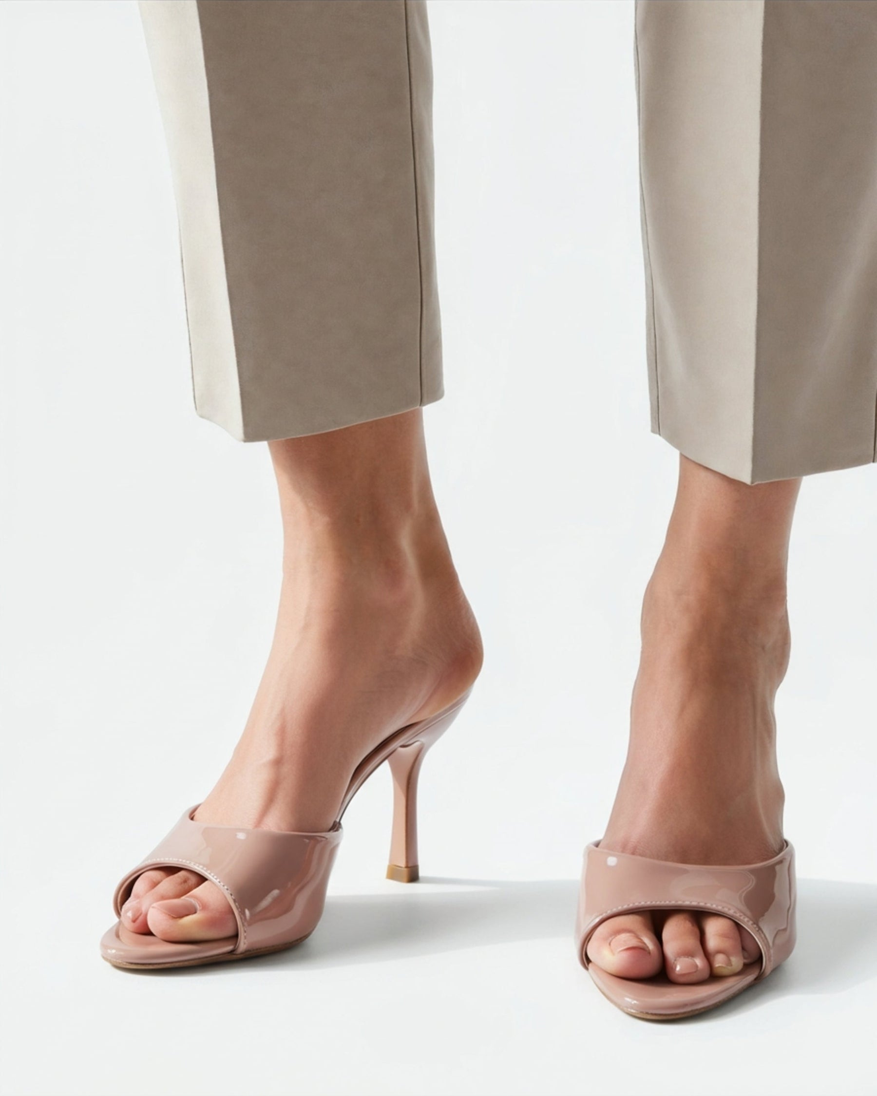 Gia Heels front view nude shoe Italian Design