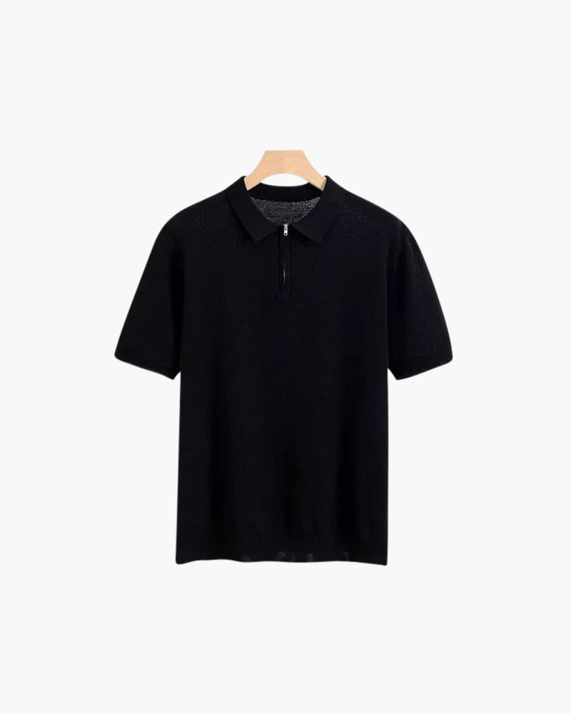 Marbella Zip Up Polo product view white knitwear Italian Design