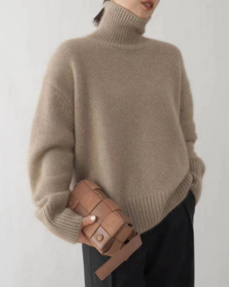 Heritage Knit Turtleneck front view beige knitwear Italian Design