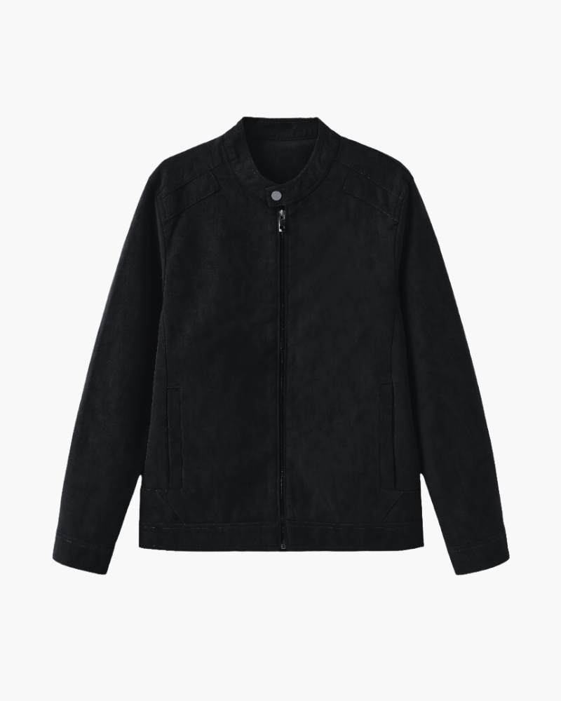 Estate Suede Leather Jacket front view black suede Italian Design