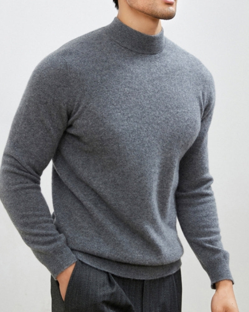 Parma Cashmere Turtleneck on-body view gray cashmere turtleneck Italian Design Pianizzo