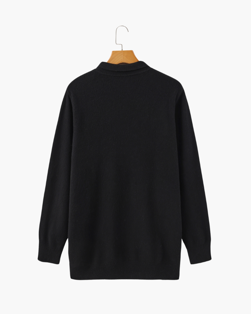 100% Cashmere Polo editorial view black cashmere Italian Design