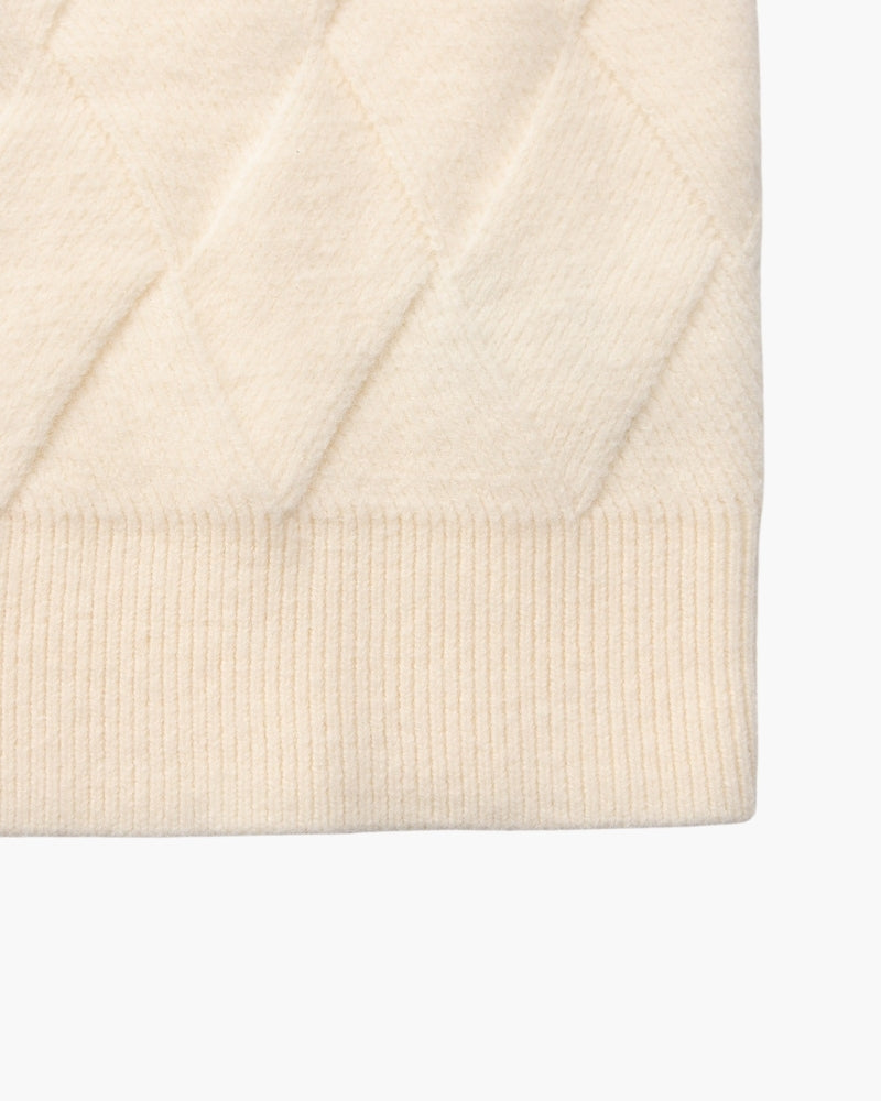 Diamond Knit Crewneck Sweater back view mocha knitwear Italian Design