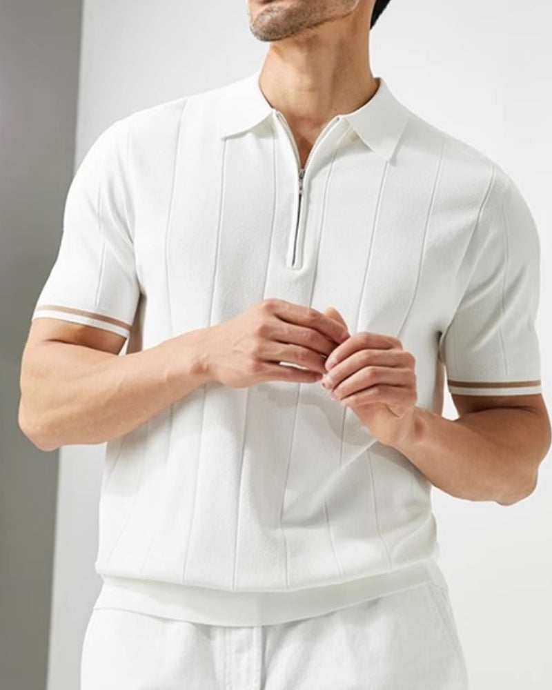 Signature Contrast Trim Polo product view white polo shirt Italian Design