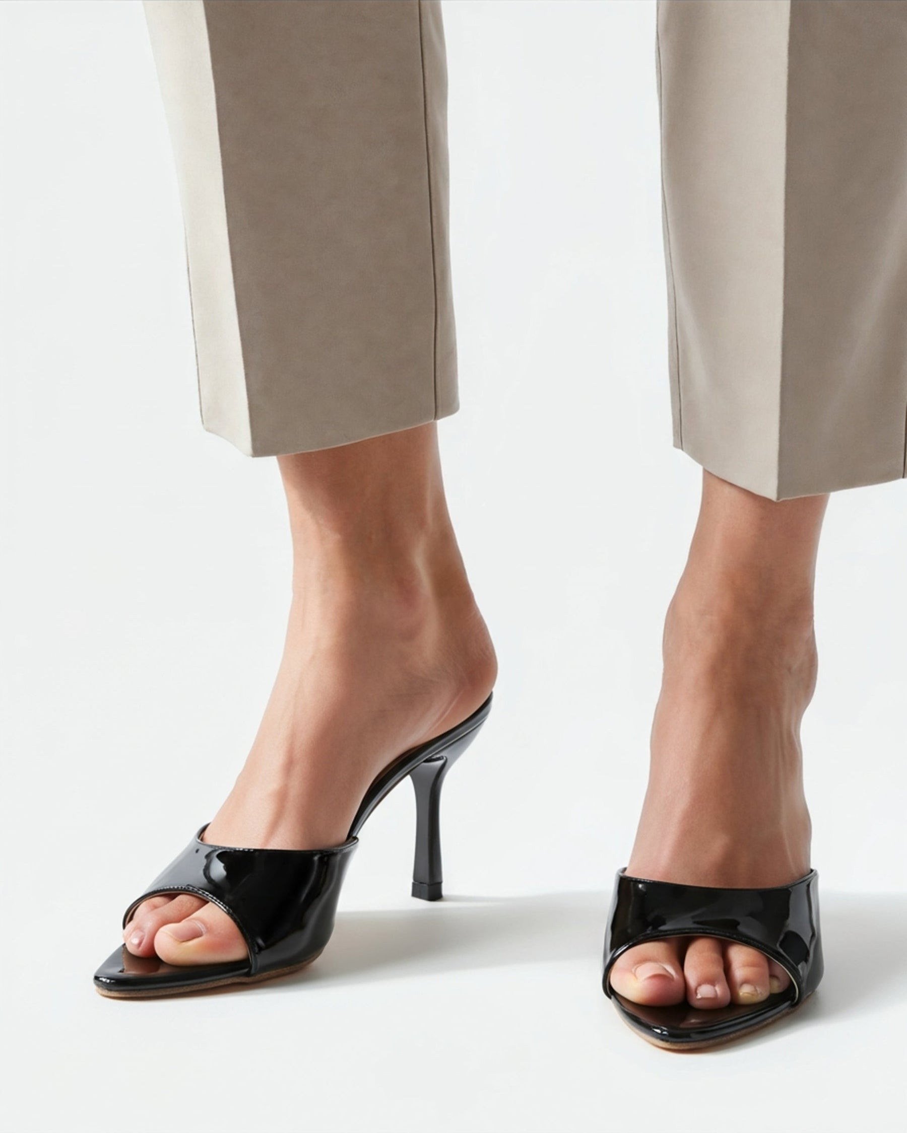 Gia Heels lifestyle view nude shoe Italian Design