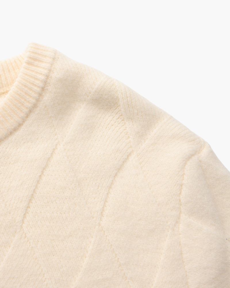 Diamond Knit Crewneck Sweater product view mocha knitwear Italian Design