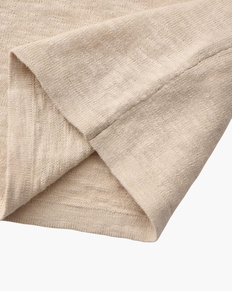 Linen Cotton Essential Crewneck lifestyle view beige linen-cotton Italian Design