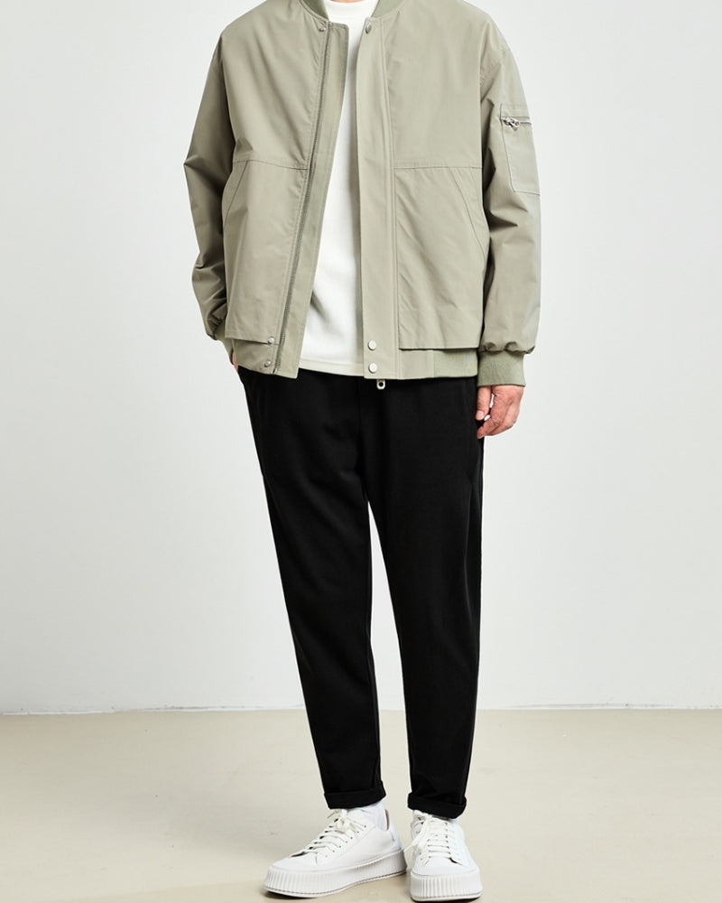 Minimalist Bomber Jacket back view black outerwear Italian Design
