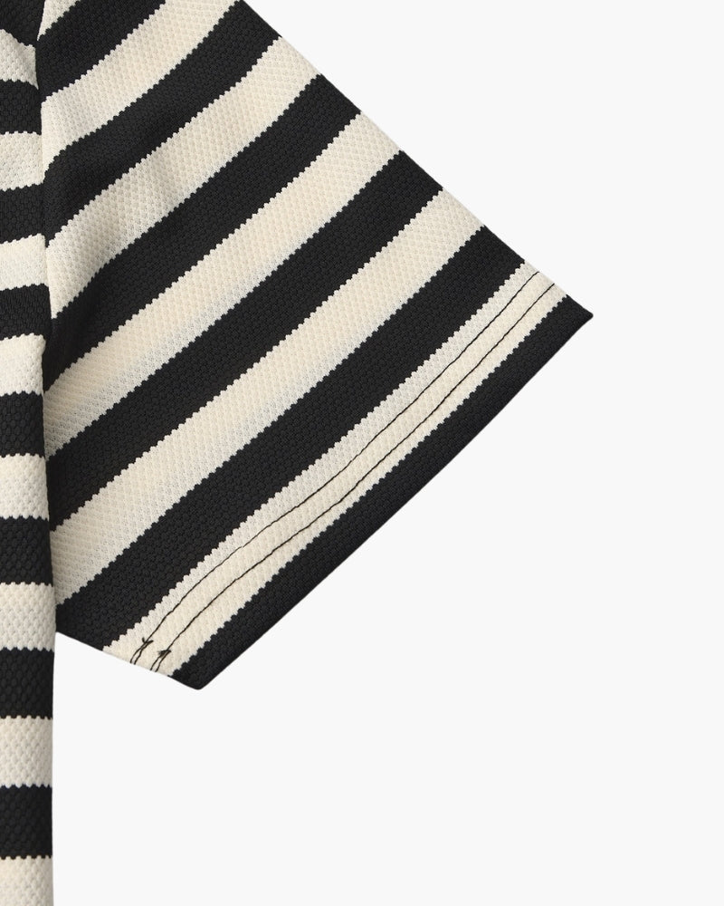Shoreline Polo lifestyle view black polo shirt Italian Design