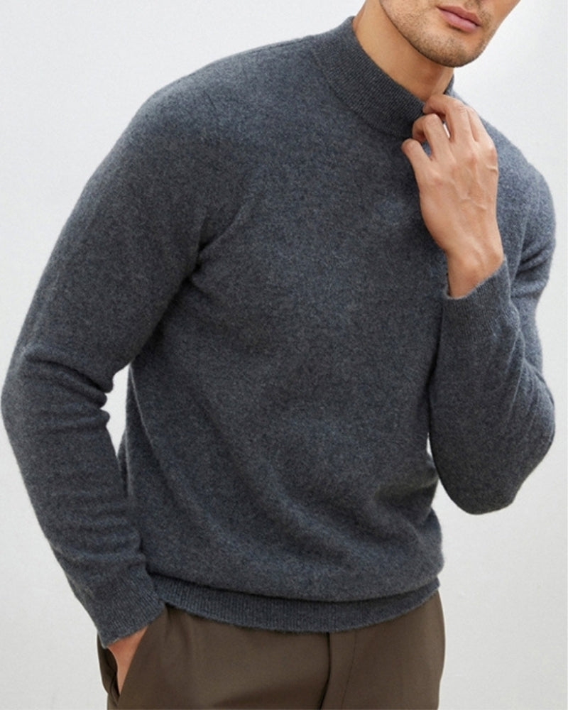 Parma Cashmere Turtleneck dark gray cashmere turtleneck on-body fall winter editorial