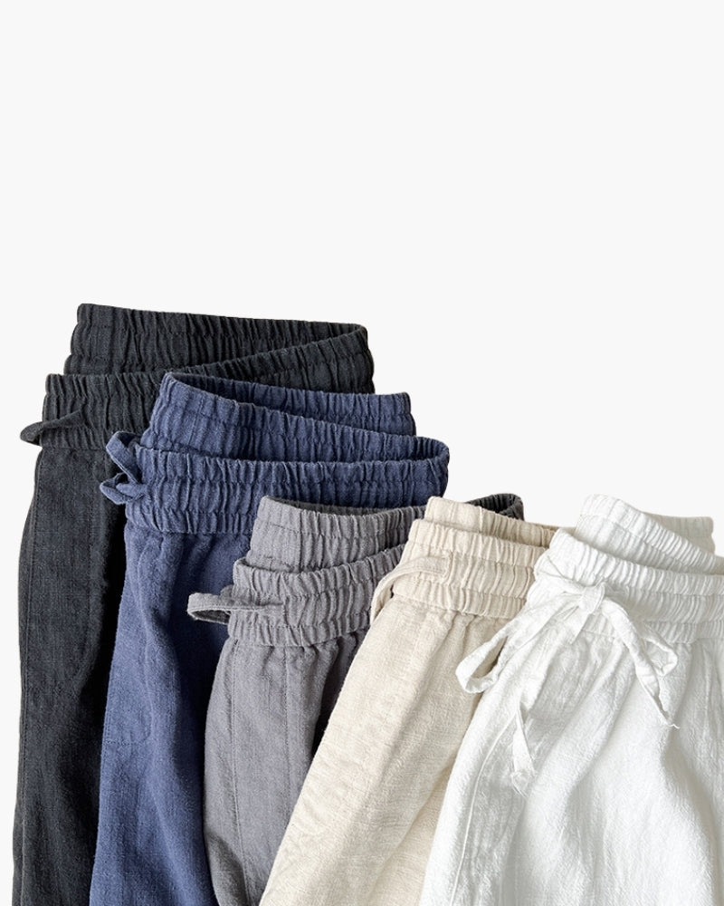 Resort Lounge Trousers editorial view navy trouser Italian Design