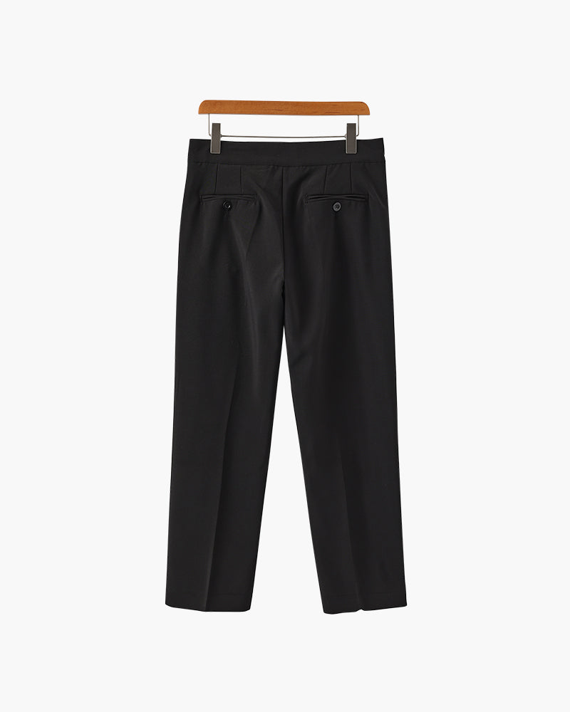 Verona Cotton Trouser on-body view beige high waist trouser tailored silhouette Pianizzo