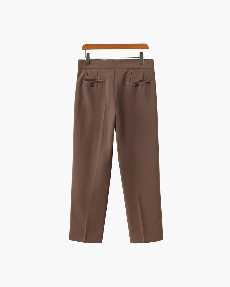 Verona Cotton Trouser back view beige high waist trouser straight leg Pianizzo