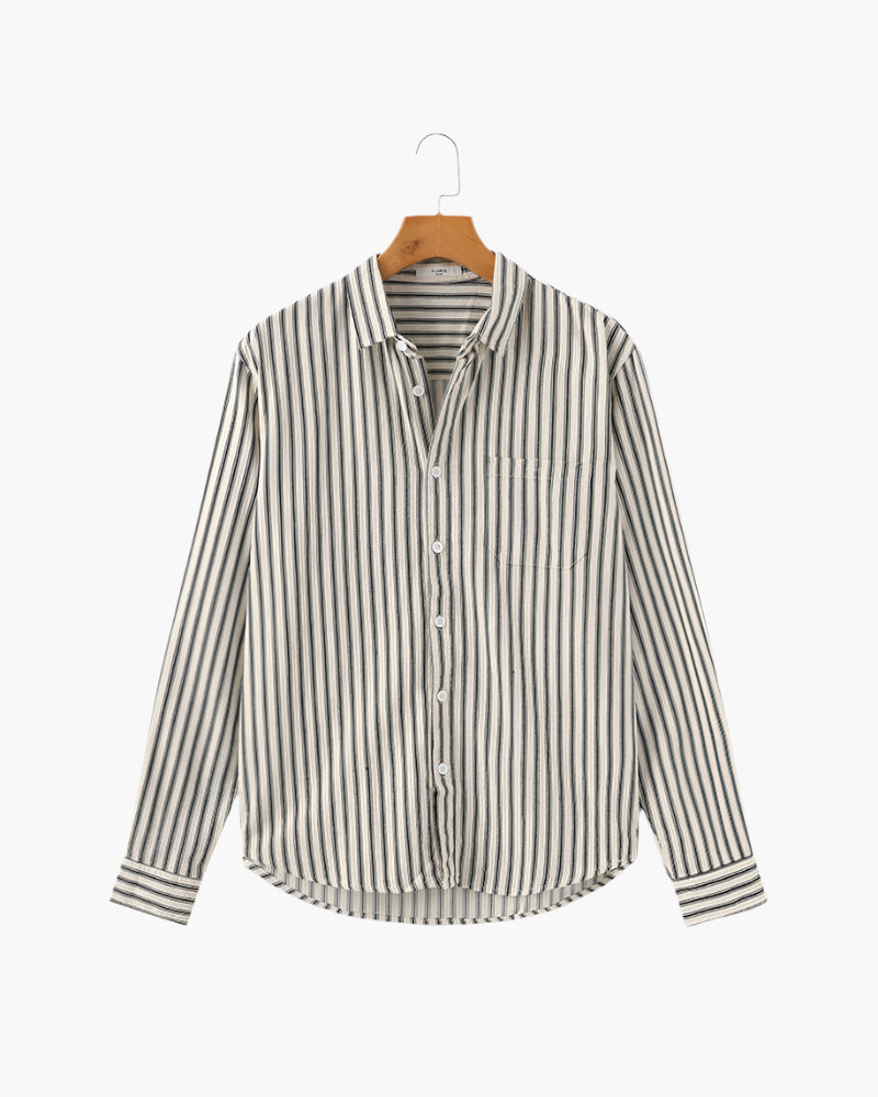 Sassari Cotton Shirt all colorways brown blue green striped cotton shirt flat lay Pianizzo