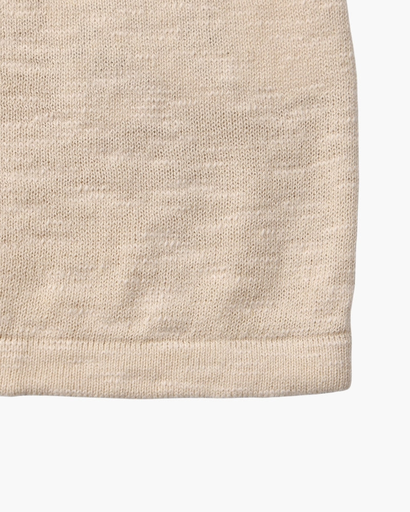 Linen Cotton Essential Crewneck styling view beige linen-cotton Italian Design