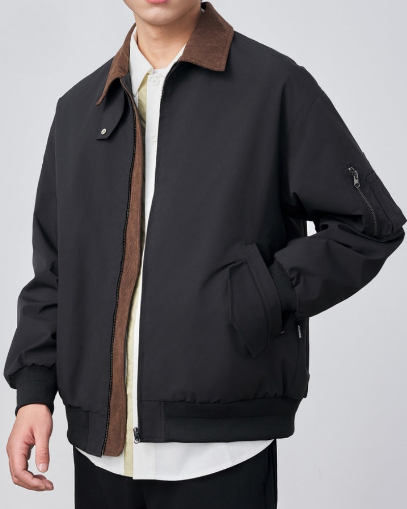 Classic Harrington Jacket on-body view brown outerwear Italian Design