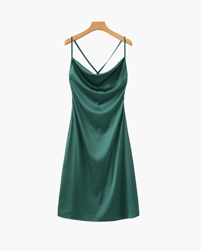 Old Money Silk Slip Dress side profile black dress Italian Design