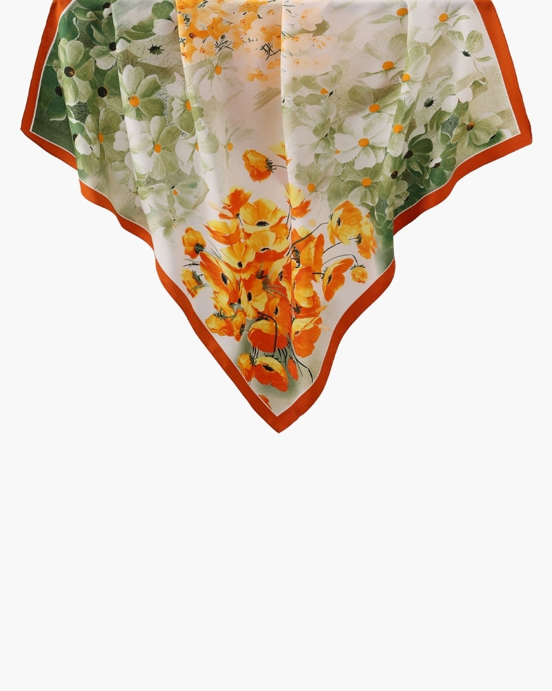 Old Money Impressionist Garden Scarf product view clementine bloom piece Italian Design