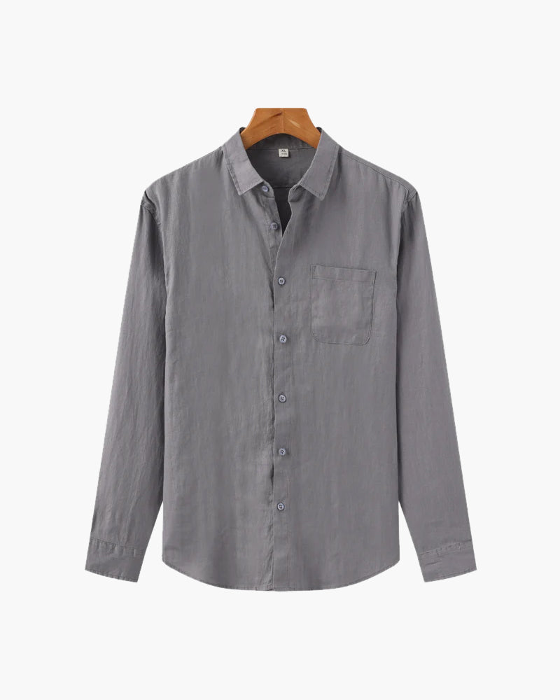 Genova Linen Shirt close-up linen weave texture premium breathable material
