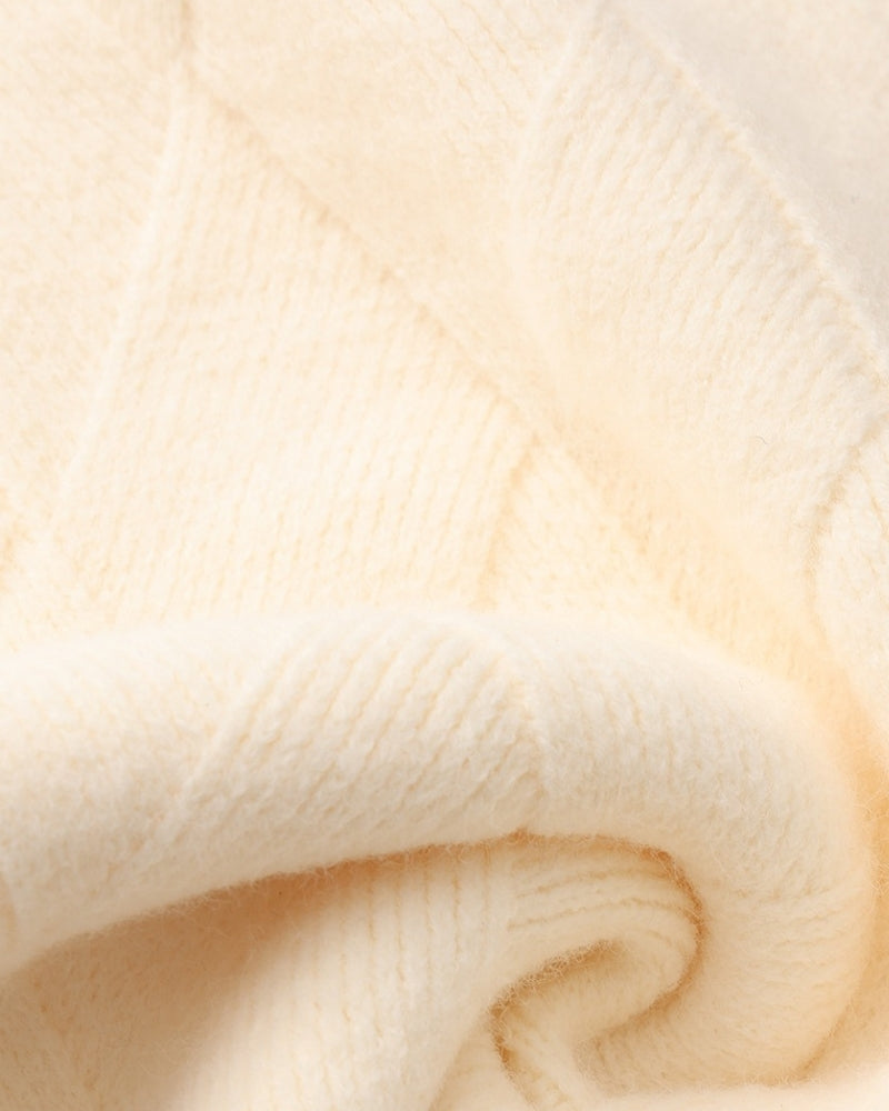 Diamond Knit Crewneck Sweater lifestyle view beige knitwear Italian Design