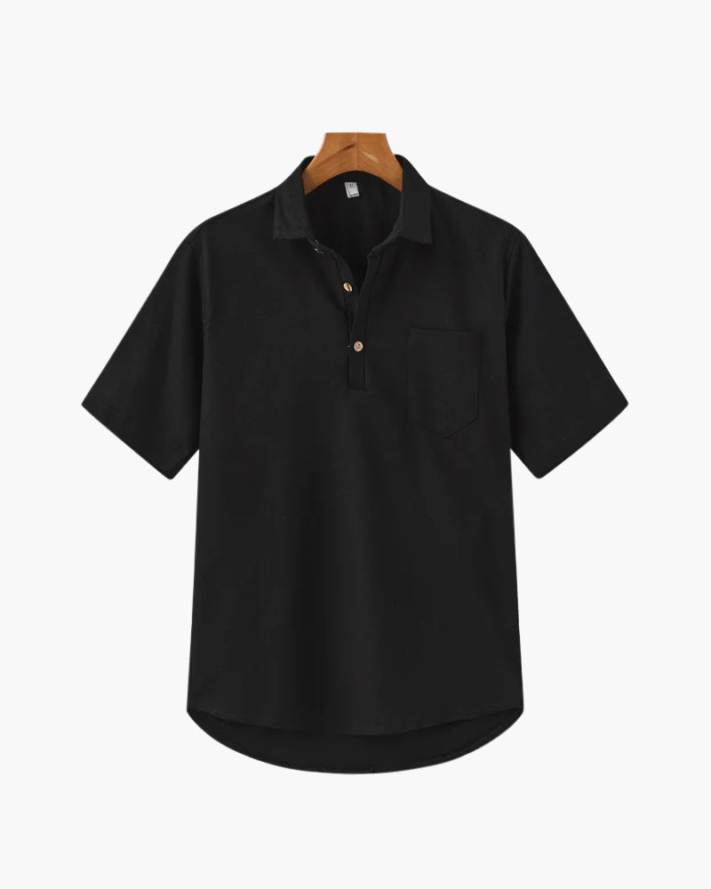 Trieste Linen Polo all colorways beige white gray black linen polo flat lay Pianizzo