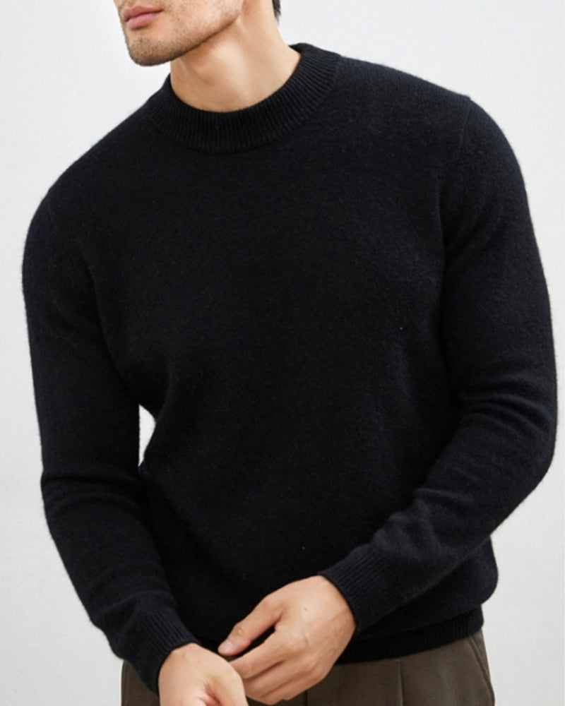 Parma Cashmere Turtleneck front view beige cashmere wool turtleneck sweater studio