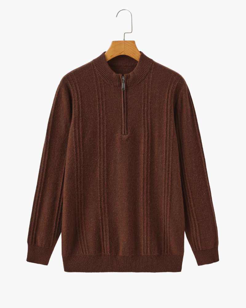 100% Cashmere Ribbed Half Zip alternate view 2 Italian Design Pianizzo