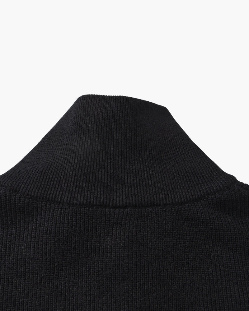 Refined Half-Zip Knit Pullover lifestyle view black knitwear Italian Design