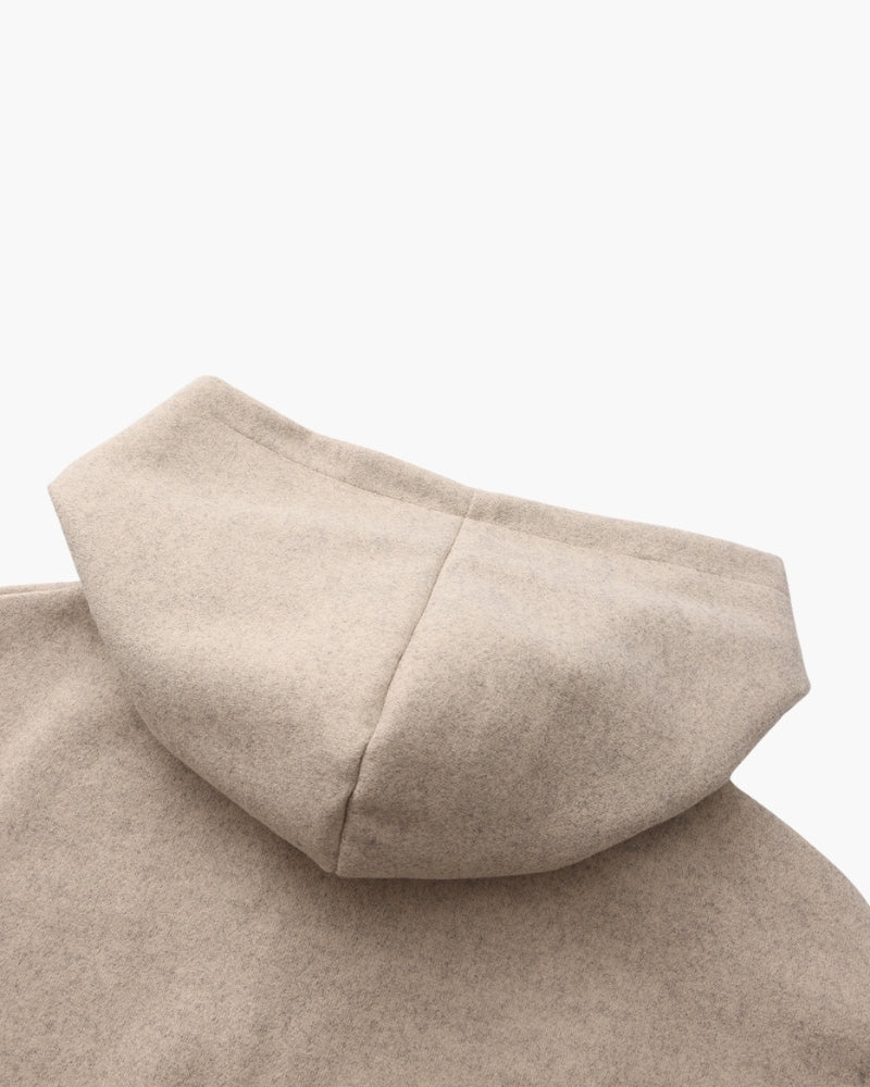 Marlow Wool Zip Coat detail view beige wool Italian Design