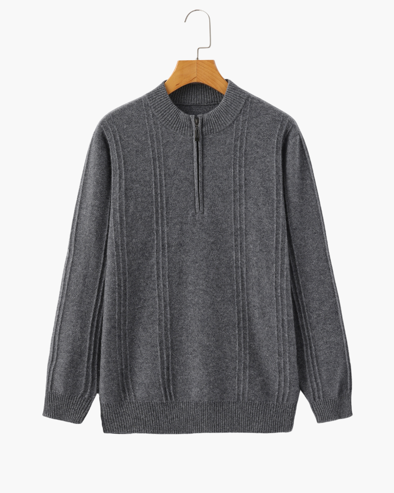 Foto do Suéter Ravello da Pianizzo em 100% cashmere com zíper integral e modelagem ajustada