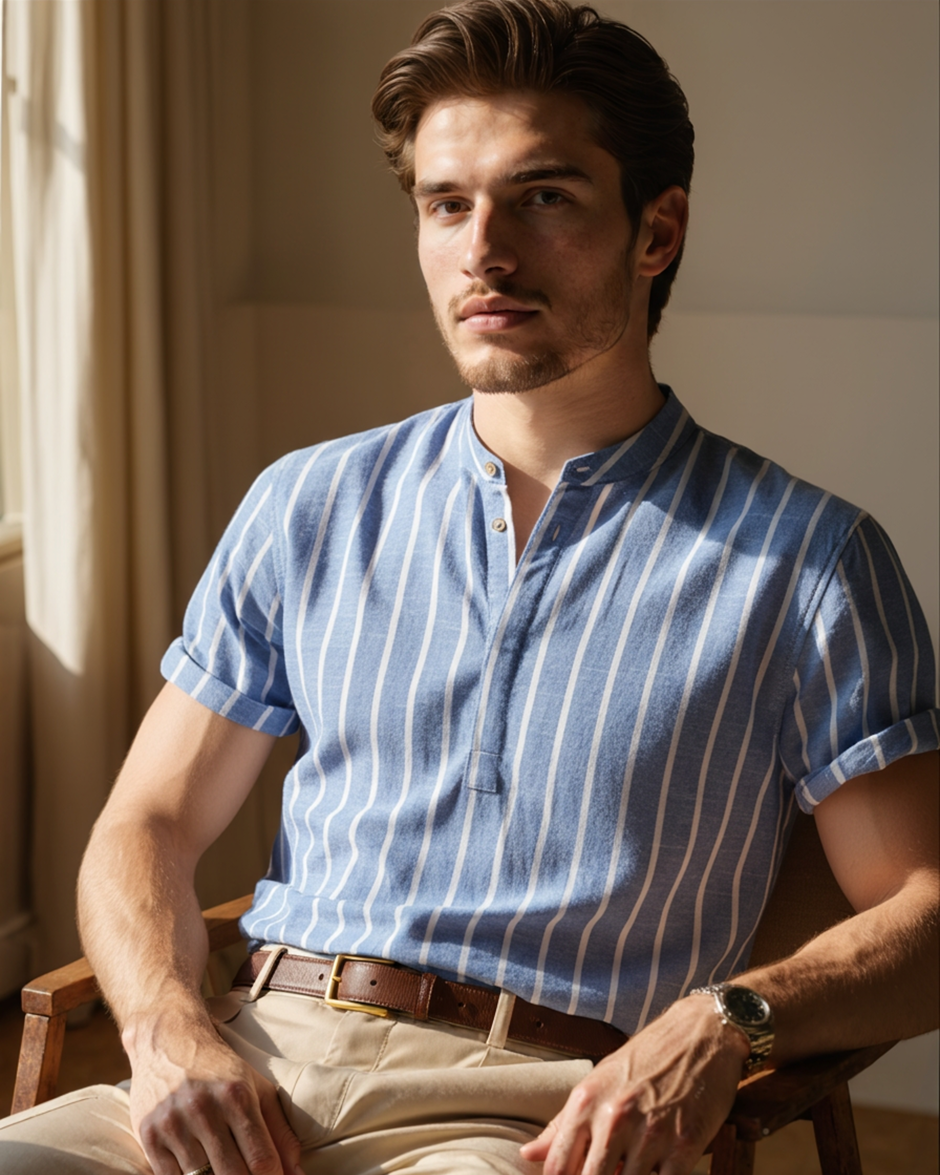 Bari Cotton Polo front view white organic cotton polo collar clean minimal