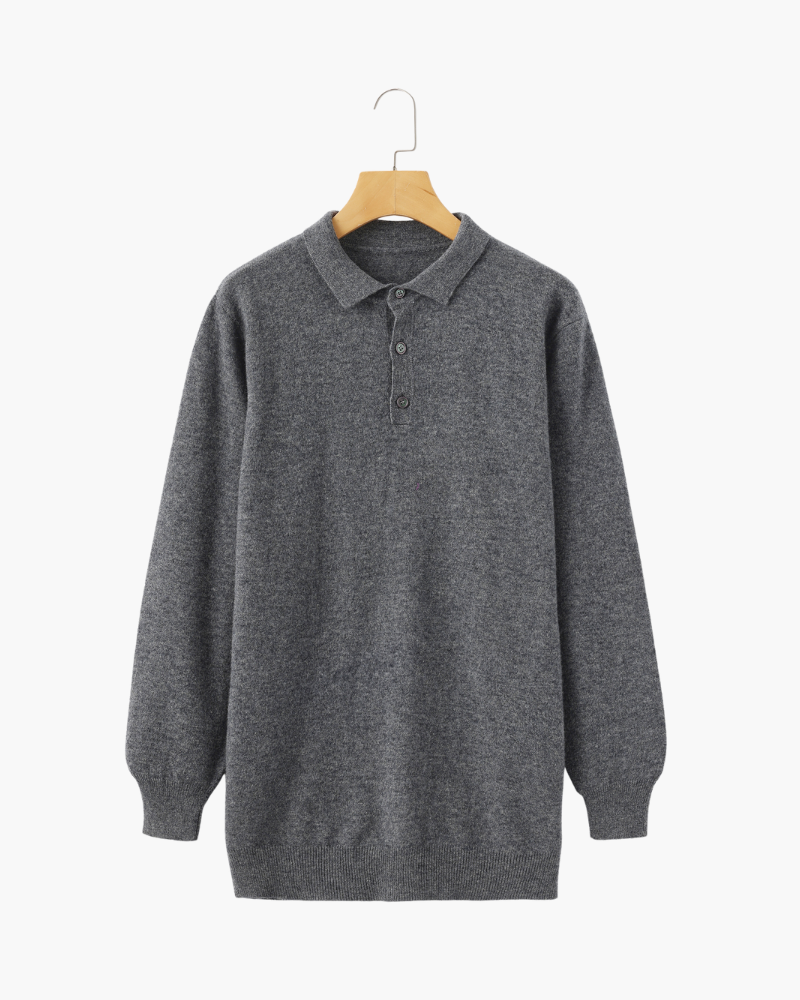 Foto da Polo Veneza cinza claro da Pianizzo em cashmere com gola clássica e malha refinada
