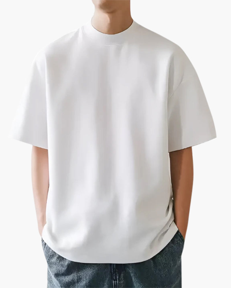 Refined Solid T-Shirt back view white top Italian Design