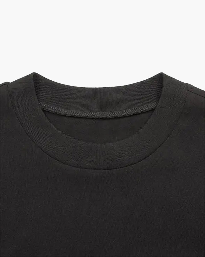 Refined Solid T-Shirt side profile black top Italian Design