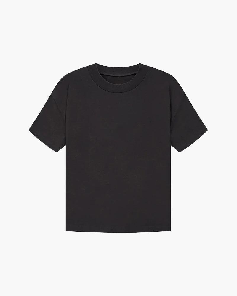 Refined Solid T-Shirt front view black top Italian Design
