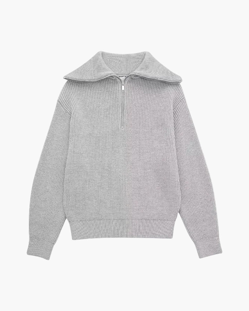 Striped Zip Up Sweater product view navy striped knitwear Italian Design