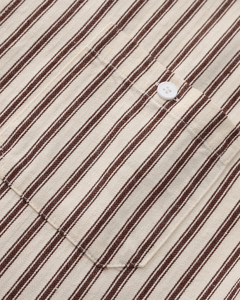 Sassari Cotton Shirt detail view vertical stripe pattern and button-front placket