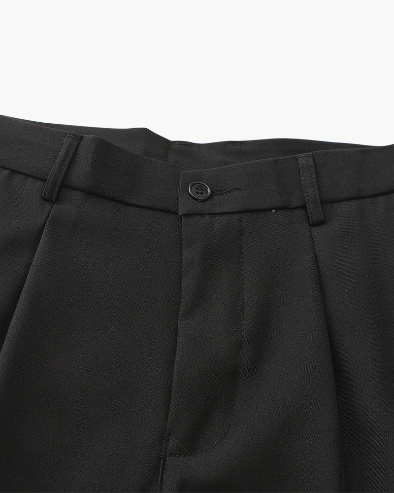 Ravenna Cotton Trouser black wide-fit trouser side profile pockets and hem detail