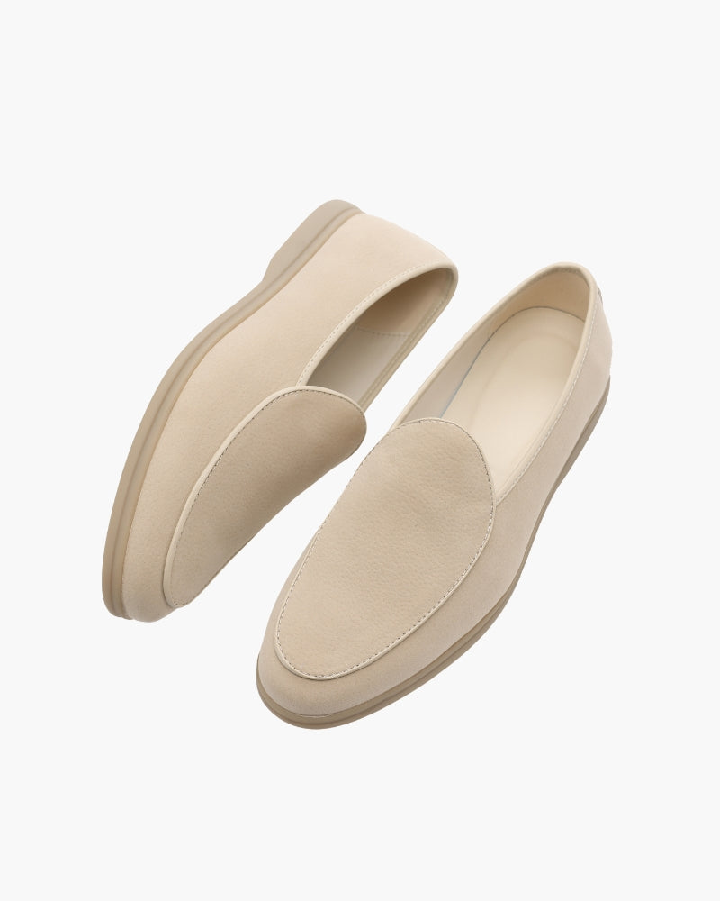 The Stirling Loafer on-body view beige shoe Italian Design
