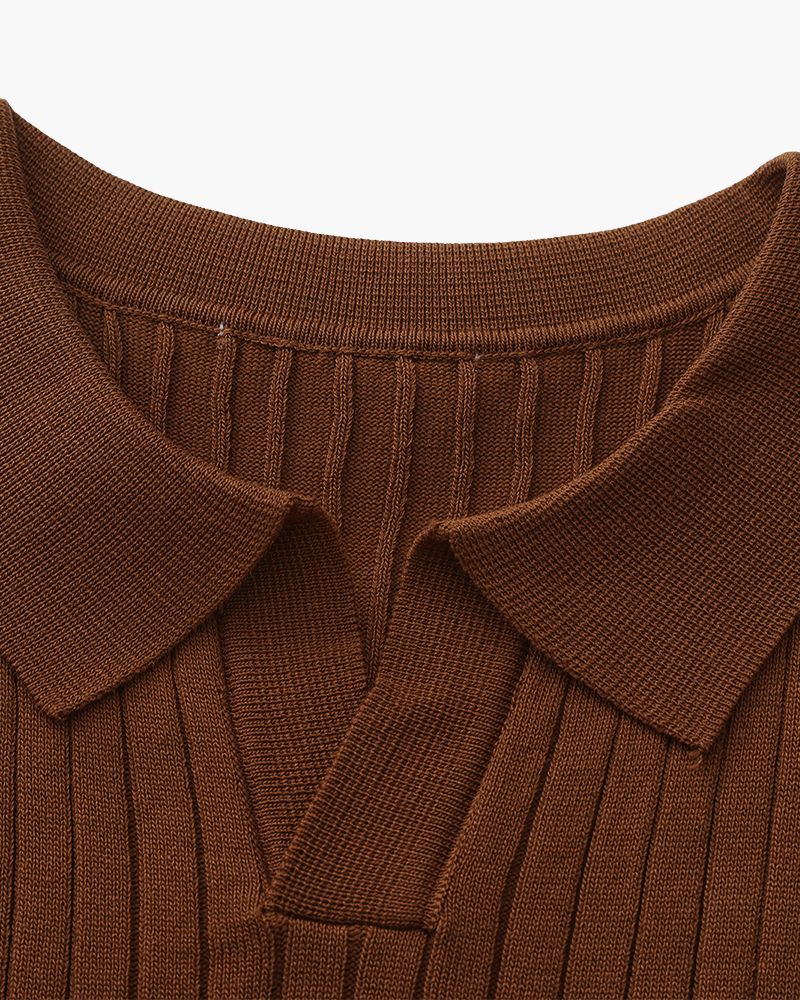Treviso Cotton Polo close-up vertical ribbing cotton knit texture detail Pianizzo