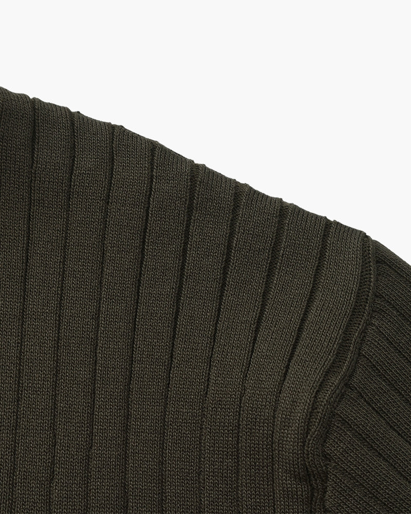 Treviso Cotton Polo on-body view brown polo shirt back view construction Pianizzo