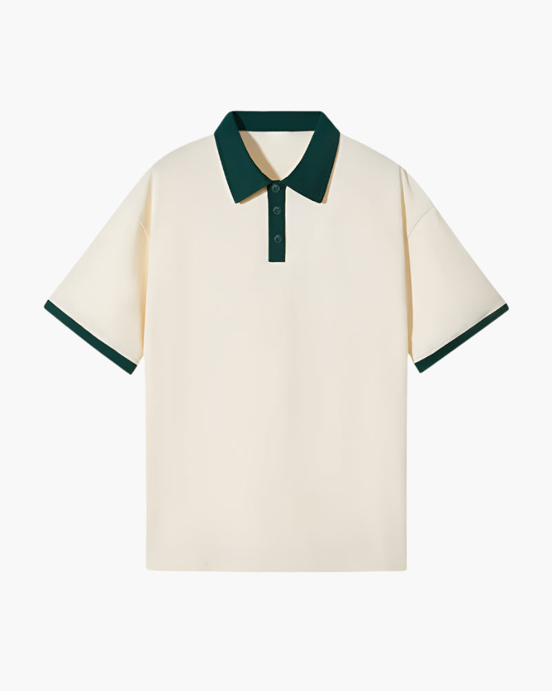 Como Cotton Polo front view green cotton polo contrast collar short sleeve studio